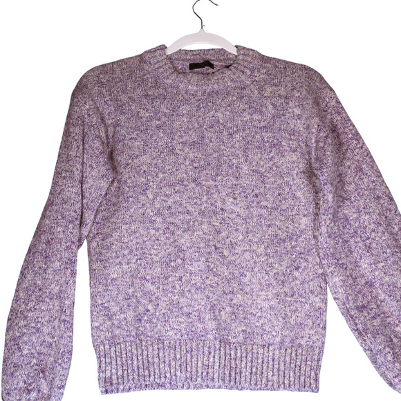 J Crew Sweater Women Small Purple Soft Knit Heathered Balloon Sleeve Casual Chic - Picture 1 of 8